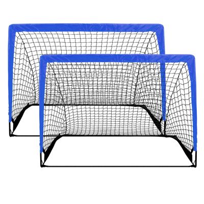 YSSOA 2 Set 4'x3' Portable Soccer Goals for Backyard Pop Up Folding Soccer Net with Carry Bag, Perfect for Youth, Adult, Games or Practice, Blue