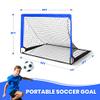 YSSOA 2 Set 4'x3' Portable Soccer Goals for Backyard Pop Up Folding Soccer Net with Carry Bag, Perfect for Youth, Adult, Games or Practice, Blue view 2