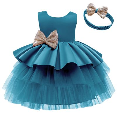 2023 Little Girls Solid Layered Lace Puffy Tulle Skirt Hairband 2PC Sleeveless Princess Party Daily (BU1, 2-3Years)