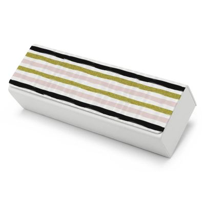 Horizontal Striped Artistic Glasses Case PU Leather Eyeglasses Case Storage Box Holder for Home Office