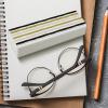 Horizontal Striped Artistic Glasses Case PU Leather Eyeglasses Case Storage Box Holder for Home Office view 4