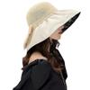 Women Straw Sun Hat Large Floppy UV Protection Vinyl Brim Beach Cap Roll up Packable Summer Sun Shade Hat with Bow Beige view 1
