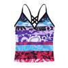 renvena Kids Girls 3 Piece Tankini Swimwear Flower Printed Cross Back Swim Tops with Shorts Briefs Set Purple 8 Years view 3