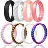 Egnaro Women's Bridal Rings Sets, Inner Arc Ergonomic Breathable Design Silicone Rubber Wedding Bands view 1
