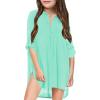 Little Girl's Swimsuit Cover Up Chiffon Shirt Solid Bikini Beachwear Bathing Suit Beach Tween (Mint Green, 6-7 Years) view 1