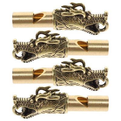 GANAZONO 4pcs Antique Brass Dragon Whistle Decorative Emergency Whistles Crisp Sound for Outdoor Survival Hiking Camping and Sports Activities