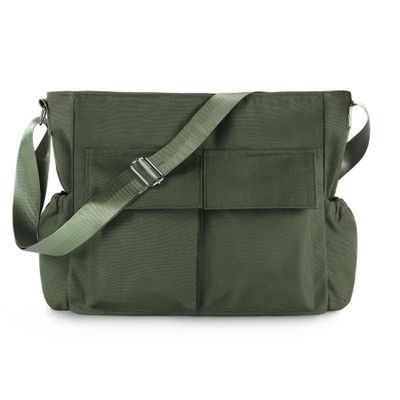Canvas Messenger Bag Crossbody Shoulder Bag for Men and Women Vintage Tote Laptop Bag Large Hobo Bag with Multiple Pockets (Army Green)