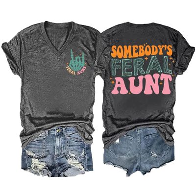 Somebody's Feral Aunt Shirt Funny Somebody's Feral Aunt T-Shirt Someone Feral Aunt Shirt Funny Somebody's Feral Aunt Groovy for Mom Mother's Day T-Shirt Funny Somebody S Feral Aunt Dark Gray
