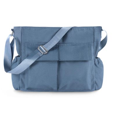 Canvas Messenger Bag Crossbody Shoulder Bag for Men and Women Vintage Tote Laptop Bag Large Hobo Bag with Multiple Pockets (Denim Blue)