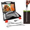 20 Pack Tent Stakes Heavy Duty - 8" Ground Anchors Screw in - Camping Stakes with Grow in The Dark Heads - Metal Threaded Tent Spikes with Hex Head Driver and Storage Box view 1