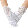 KUYYFDS White Gloves,Gloves Mittens, Wedding Flower Girls Gloves Bridesmaid Child Short Satin Gloves Fancy Costume Princess Gloves for Communion White, Girls 1-33 Years Old view 1