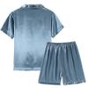 Vopmocld Big Kids Unisex Pjs Set Girls Boys Silk Pajama Sets Satin Clasic Sleepwear Summer 2 Pieces Button Down Nighty, GrayishBlue, 8 view 3