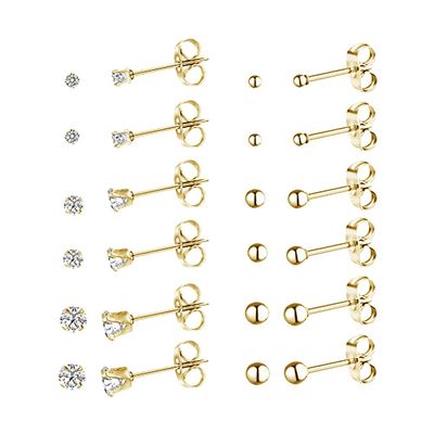 20g Tiny Round Clear Cubic Zirconia Ball CZ Cartilage Stud Earrings For Women Mens Stainless Steel Small Mini Tragus Studs Hypoallergenic Huggie Piercing Jewelry Sets Gifts 2mm 3mm 4mm (Gold)
