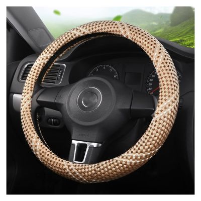 FUERU Car Steering Wheel Cover Set Universal Car Steering Wheel Cover Exquisite Ice Silk Waterproof Sweatproof Car Interior (Color : 5#)