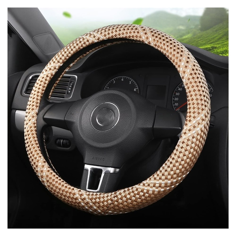 FUERU Car Steering Wheel Cover Set Universal Car Steering Wheel Cover Exquisite Ice Silk Waterproof Sweatproof Car Interior (Color : 5#)