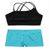 Hansber Kids Girls 2 Piece Dance Outfits Crop Top with Booty Shorts Active Set Gymnastics Leotard Dancewear Swimwear Lake Green 8 view 3