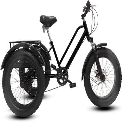 100 20''x4''Fat Tire Adults Tricycle for Female 7 Speed Leisure Cycling Three Wheel Bicycle with Basket Trike Handsome Mountain Bike Classic Tricycles