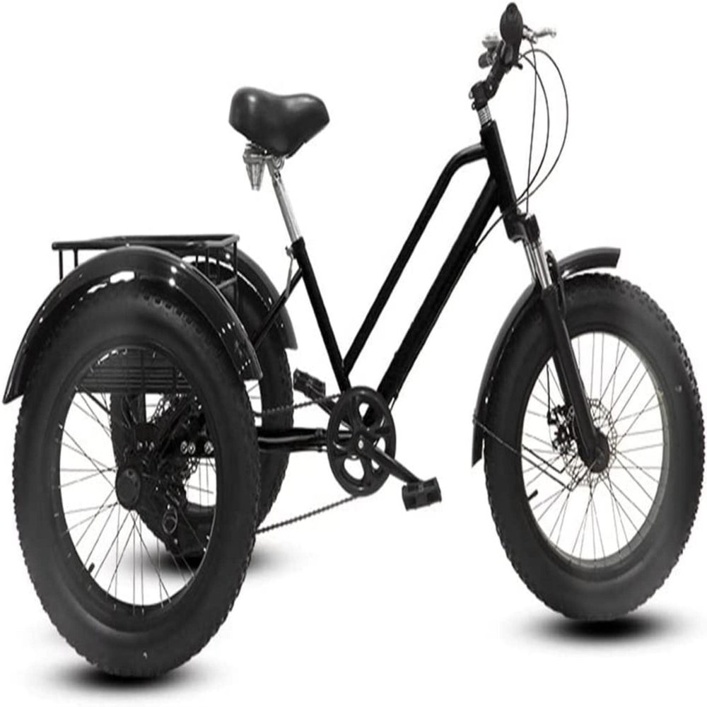 100 20''x4''Fat Tire Adults Tricycle for Female 7 Speed Leisure Cycling Three Wheel Bicycle with Basket Trike Handsome Mountain Bike Classic Tricycles