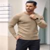 COOFANDY Men's Knit Henley Sweater Lightweight Crewneck Dress Sweaters Long Sleeve Knit Ribbed Pullovers Khaki view 2