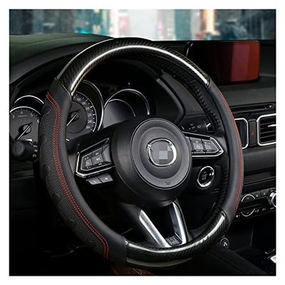 FUERU Car Steering Wheel Cover Set Universal Car Steering Wheel Cover Four Season Carbon Fiber Leather Car Interior (Color : 2#)