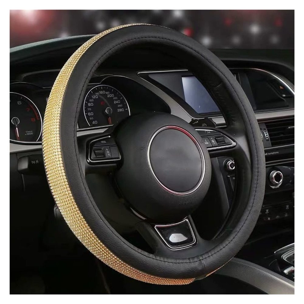 FUERU Car Steering Wheel Cover Set Universal Car Steering Wheel Cover with Drill Stretch Breathable Fashion Car Interior (Color : 2#)