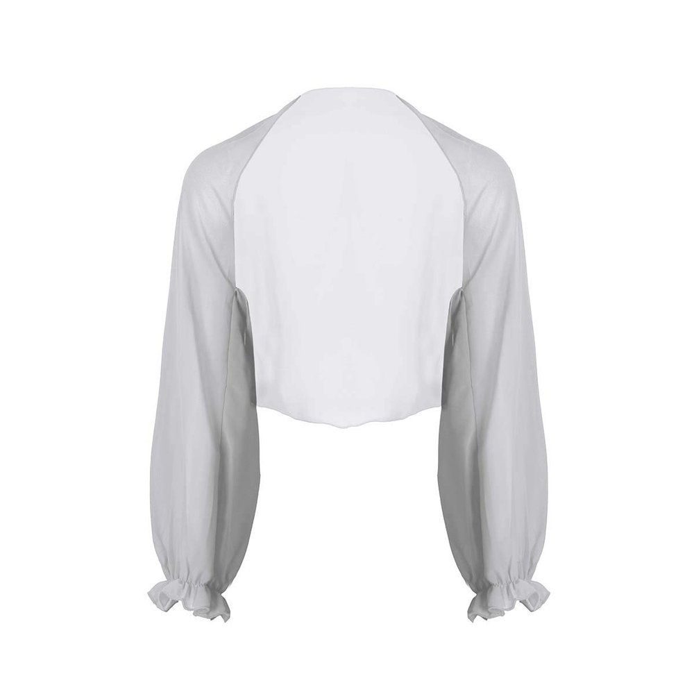 Eandarui Woman's Sheer Shrug Cardigan Chiffon Open Front Cropped Bolero Cardigan Jacket Cover Up Tops Grey One Size