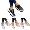 Hbeylia Platform Sneakers For Women Fashion Casual Leather Round Toe Chunky Bottom High Heels Low Top Canvas Shoes Casual Anti Skid Lace Up Trendy Slip On Walking Loafers Work Shoes view 1