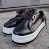 Hbeylia Platform Sneakers For Women Fashion Casual Leather Round Toe Chunky Bottom High Heels Low Top Canvas Shoes Casual Anti Skid Lace Up Trendy Slip On Walking Loafers Work Shoes view 3