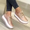 Hbeylia Platform Sneakers For Women Fashion Casual Leather Round Toe Chunky Bottom High Heels Low Top Canvas Shoes Casual Anti Skid Lace Up Trendy Slip On Walking Loafers Work Shoes view 2