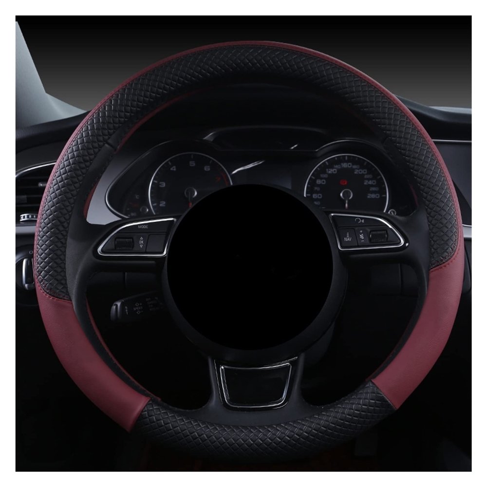 FUERU Car Steering Wheel Cover Set Universal Car Steering Wheel Cover Genuine Leather Breathable Sweat-Absorbing Exquisite Car Interior (Color : 4#)