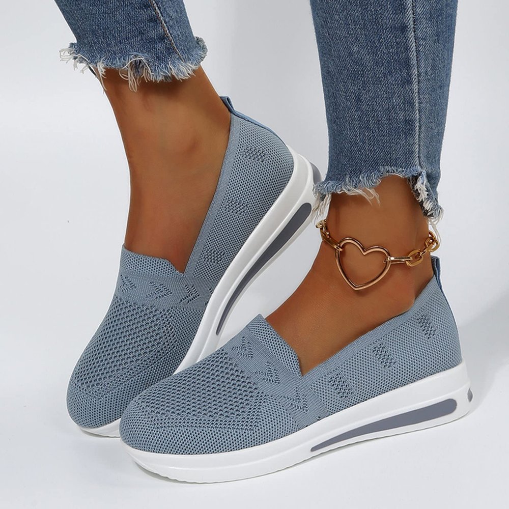 Hbeylia Women's Athletic Running Shoes Fashion Platform Wedge Comfortable Breathable Knit Sock Air Cushion Low Top Sneakers Slip On Lightweight Sports Canvas Shoes Loafers For Work Nurse