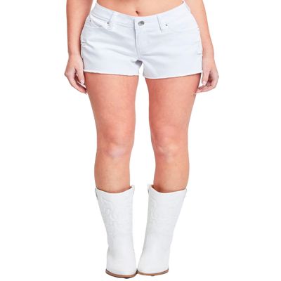 YMI Jeans Women's Wannabettabutt Low Rise Frayed Shorts, White Rips, 07