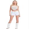 YMI Jeans Women's Wannabettabutt Low Rise Frayed Shorts, White Rips, 07 view 3