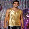 Lars Amadeus Golden Metallic Tank Top for Men's Round Neck Shiny Disco Party Sleeveless Vest Large view 2