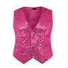 Lars Amadeus Christmas Shiny Rose Red Sequin Vest for Men's V-Neck Party Sleeveless Suit Waistcoat Large view 1