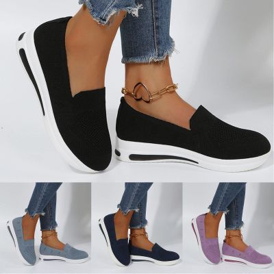 Hbeylia Women's Athletic Running Shoes Fashion Platform Wedge Comfortable Breathable Knit Sock Air Cushion Low Top Sneakers Slip On Lightweight Sports Canvas Shoes Loafers For Work Nurse