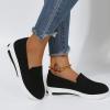Hbeylia Women's Athletic Running Shoes Fashion Platform Wedge Comfortable Breathable Knit Sock Air Cushion Low Top Sneakers Slip On Lightweight Sports Canvas Shoes Loafers For Work Nurse view 3