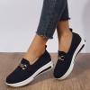 Hbeylia Slip On Loafers for Women Platform Wedge Metal Chain Ballet Flats Round Toe Chunky Bottom Low Top Dress Shoes For Women Ladies Vacation Work Nurse view 2