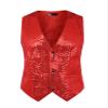 Lars Amadeus Shiny Red Sequin Vest for Men's V-Neck Party Sleeveless Suit Waistcoat Small view 1