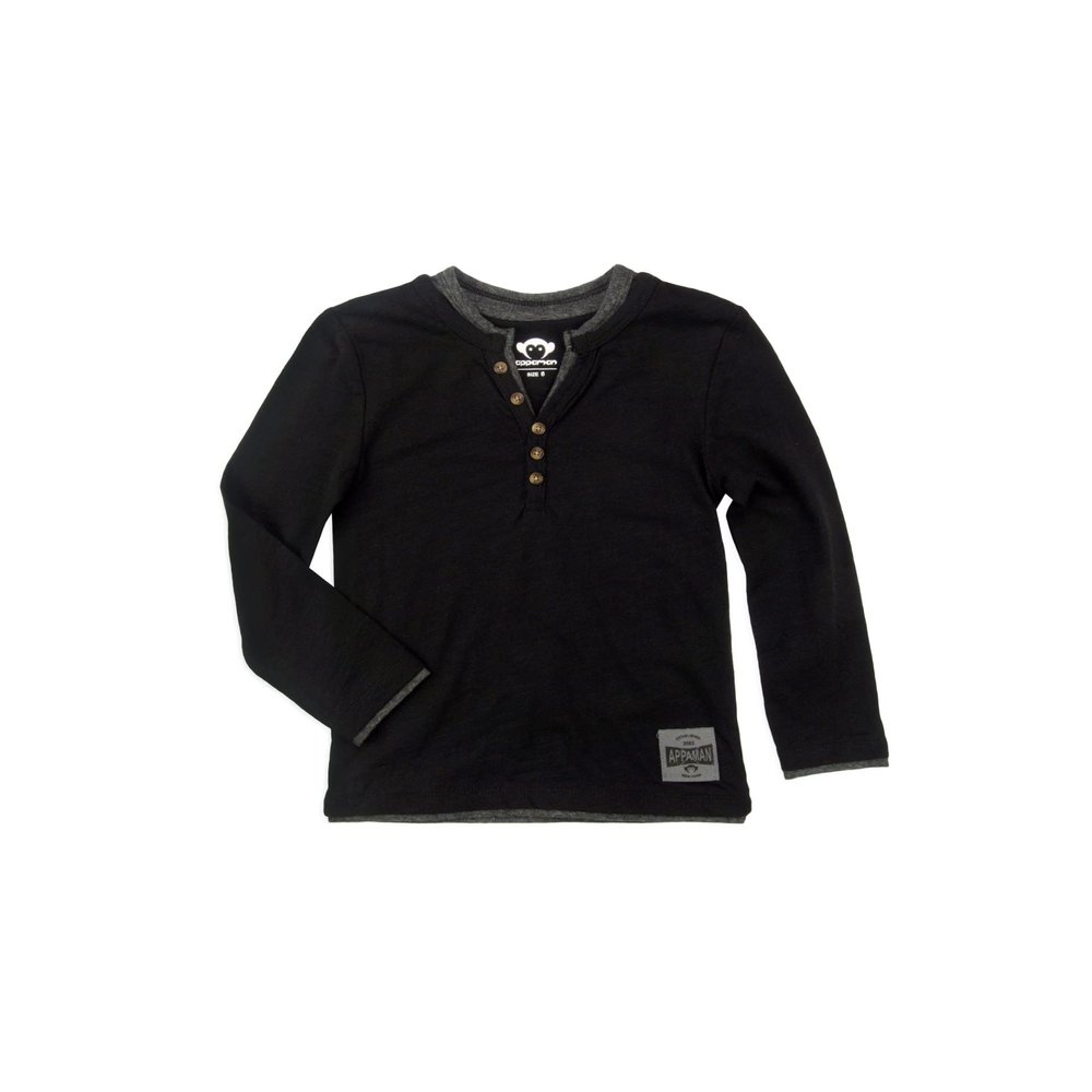 Appaman Kids Boy's Camden Long Sleeve Tee (Toddler/Little Kids/Big Kids) Black 2 Toddler