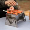 RUNGEASINI Small Camping Wood Stove with Grill Mesh Outdoor Backpacking Detachable Card Type Burner Solo Stainless Steel BBQ Wood Burning Portable BBQ Picnic Hiking Travel Camp Equipment view 2