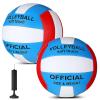 Lenwen 2 Pack Beach Volleyball Official Size 5 for Indoor Outdoor, Waterproof Soft Volleyball with Pump for Adult Beginner Beach Game Gym(Blue, Red, White) view 1