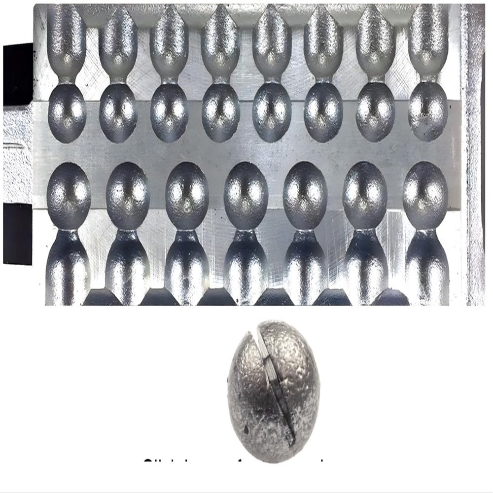 BT Outdoors Round Split Shot Sinker Sz: 1/4, 3/8 oz Aluminum Grey Fishing Weight 15 Cavities Do it Molds