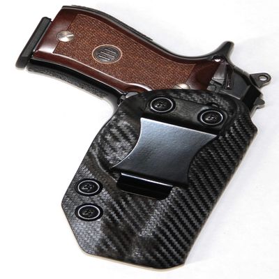 REVKEL Custom Kydex Molded IWB/AIWB Holster Compatible with Beretta 84/81/B/BB (Round Trigger Guard). Black Right Hand Draw. Hand Crafted in Texas, USA.