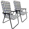 Lawn Chair Folding Steel Webbing Chaise Patio Lounger Seat Wood Handles Great for Camping, Beach, Fishing, Backyard, Stadium, Pool, Boating, and Sports 2 Pack Blue/Yellow view 1