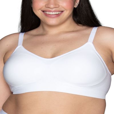 Vanity Fair Womens Wireless Comfort Bra, Customize Your Shape & Support: Convertible Straps, Easy Pullover, Back Smoothing Bra, Seamless Stretch - White, Small US