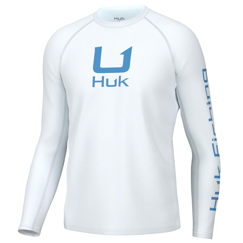 HUK Mens Icon X Crew Shirt, Long-Sleeve Performance Fishing Shirt, White, Small