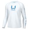 HUK Mens Icon X Crew Shirt, Long-Sleeve Performance Fishing Shirt, White, Small view 1
