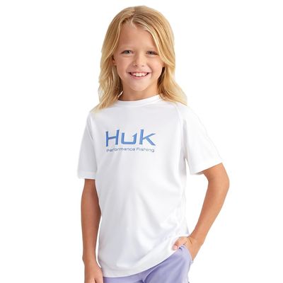 HUK Youth Pursuit Solid Short Sleeve Shirt, Fishing Shirt for Kids, White, Large