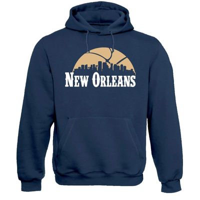 Xtreme Apparrel New Orleans Basketball City Skyline Men's Fan Hoodie Sweatshirt (Navy Hoodie, 2XL)